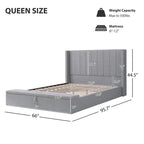 Lit plateforme rembourré Queen Size Cadre de lit de rangement moderne