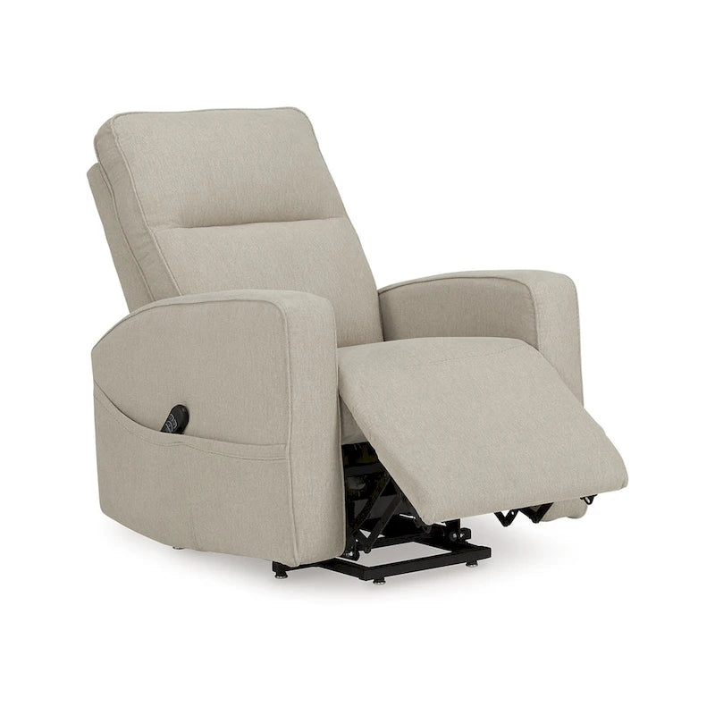 Fauteuil inclinable releveur électrique, polyester fumé, assise en mousse