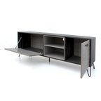 Meuble console TV multimédia, 2 étagères, gris 71 pouces