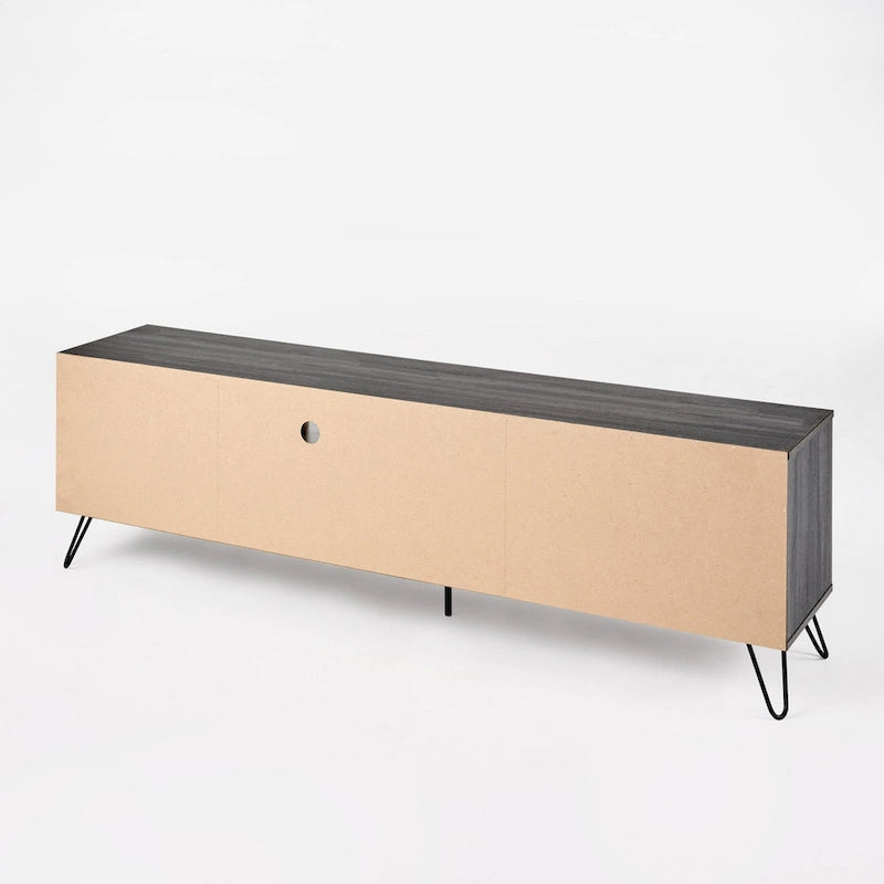 Meuble console TV multimédia, 2 étagères, gris 71 pouces