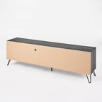 Meuble console TV multimédia, 2 étagères, gris 71 pouces