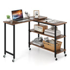 Table d'appoint de canapé en L rotative à 360° avec roulettes et étagère de rangement