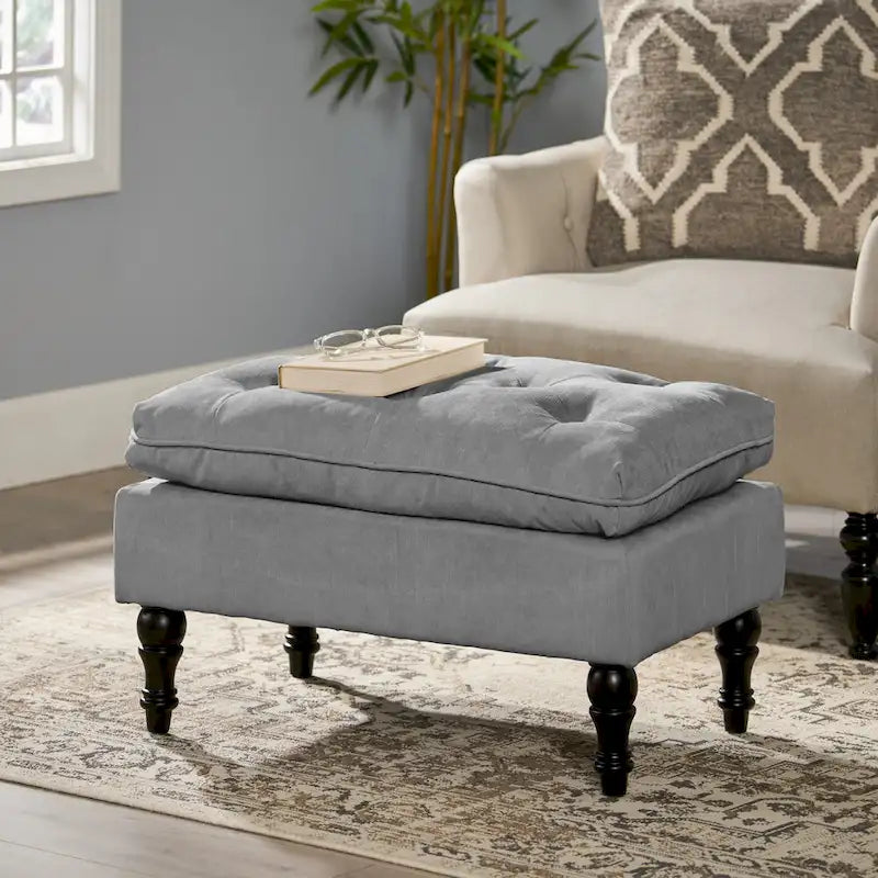 Ottoman de salon capitonné en tissu moderne – Repose-pieds et pièce d'accent