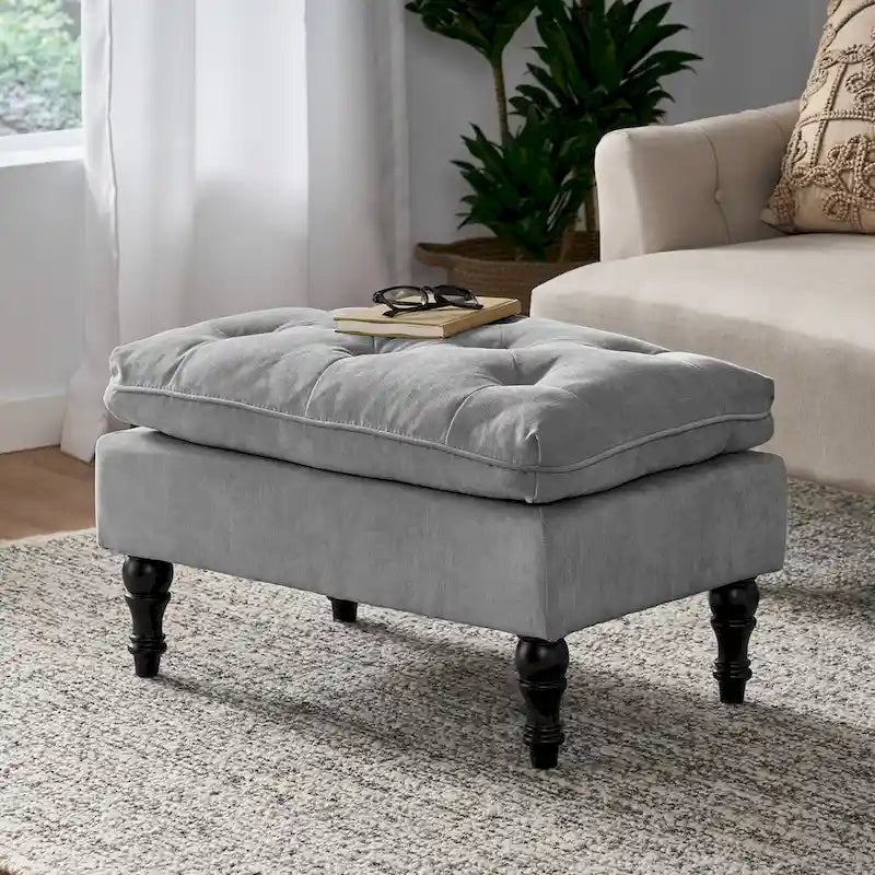 Ottoman de salon capitonné en tissu moderne – Repose-pieds et pièce d'accent