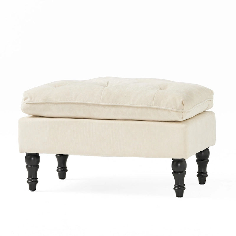 Ottoman de salon capitonné en tissu moderne – Repose-pieds et pièce d'accent