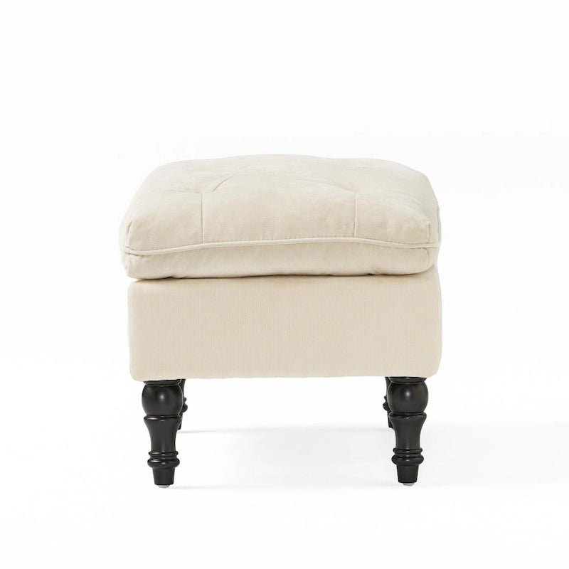 Ottoman de salon capitonné en tissu moderne – Repose-pieds et pièce d'accent