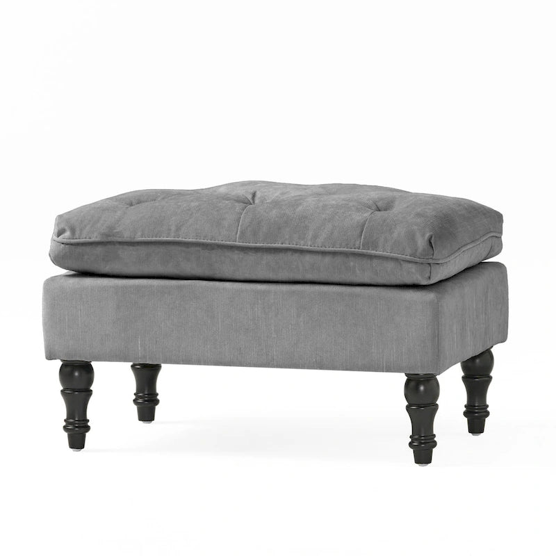 Ottoman de salon capitonné en tissu moderne – Repose-pieds et pièce d'accent