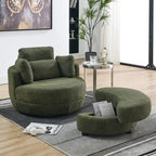 Fauteuil pivotant Circle avec pouf de rangement Moon et 4 coussins