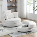 Fauteuil pivotant Circle avec pouf de rangement Moon et 4 coussins