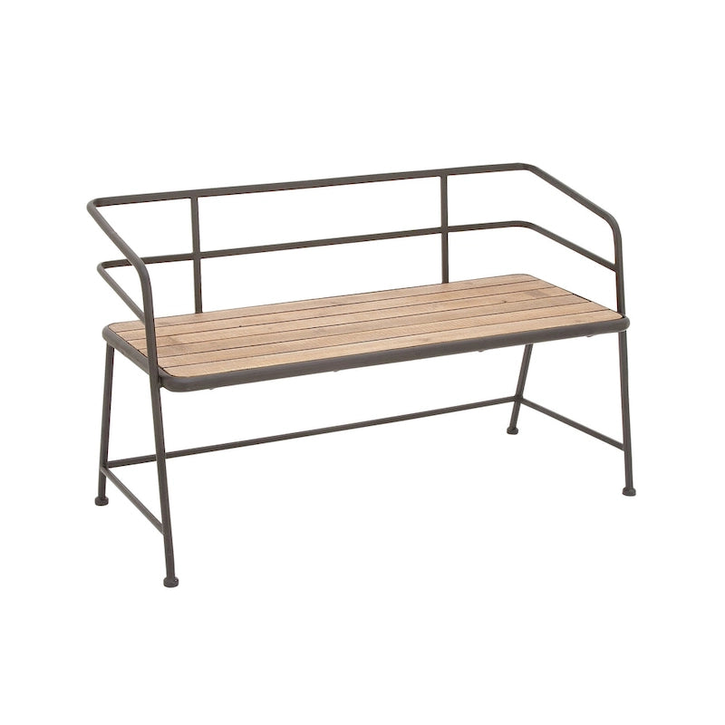 Banc en métal noir avec assise en bois – Assise pour entrée et salon