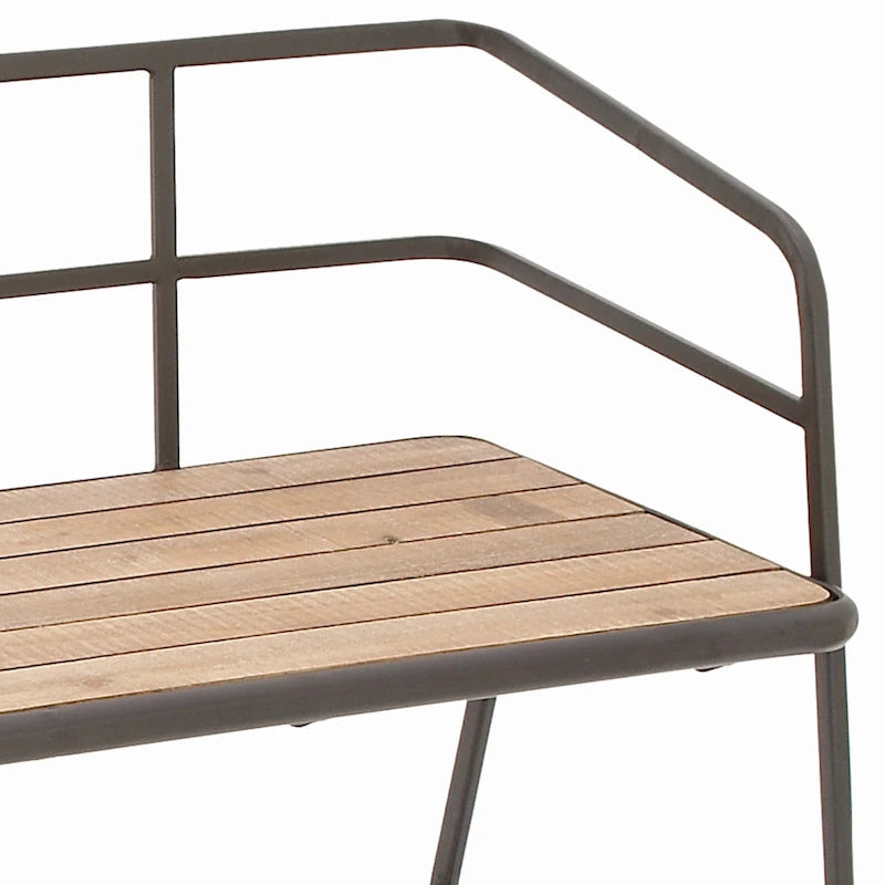 Banc en métal noir avec assise en bois – Assise pour entrée et salon