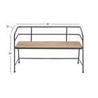 Banc en métal noir avec assise en bois – Assise pour entrée et salon