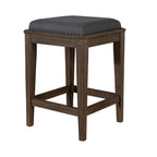 Tabouret console rembourré en bois patiné et étain antique