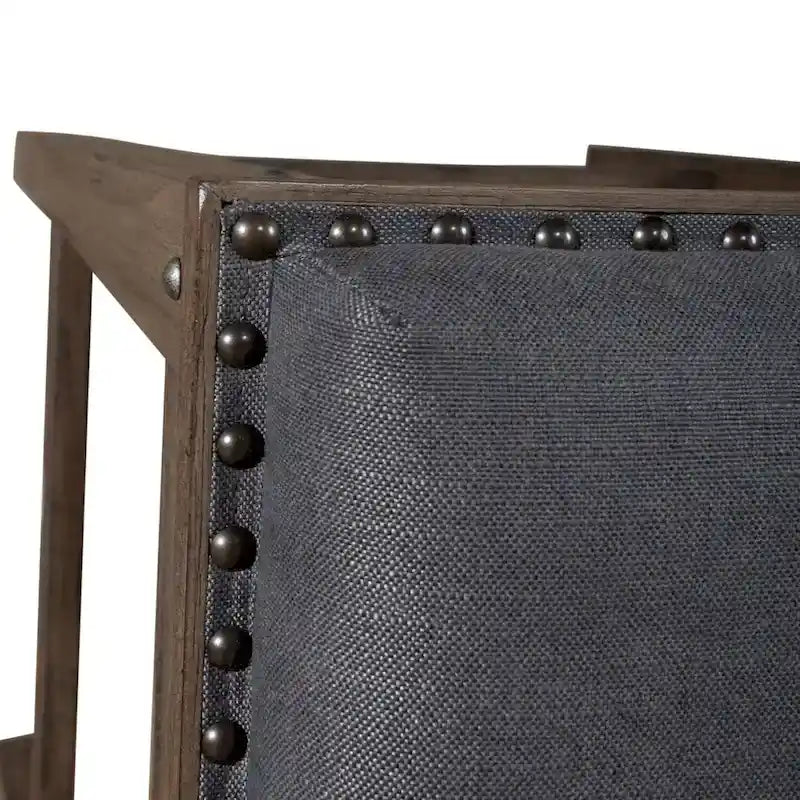 Tabouret console rembourré en bois patiné et étain antique