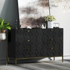 Commode double 6 tiroirs avec pieds dorés et motif nid d'abeille