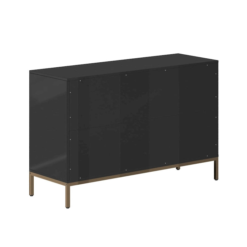 Commode double 6 tiroirs avec pieds dorés et motif nid d'abeille