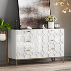 Commode double 6 tiroirs avec pieds dorés et motif nid d'abeille
