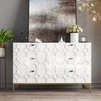 Commode double 6 tiroirs avec pieds dorés et motif nid d'abeille