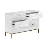 Commode double 6 tiroirs avec pieds dorés et motif nid d'abeille