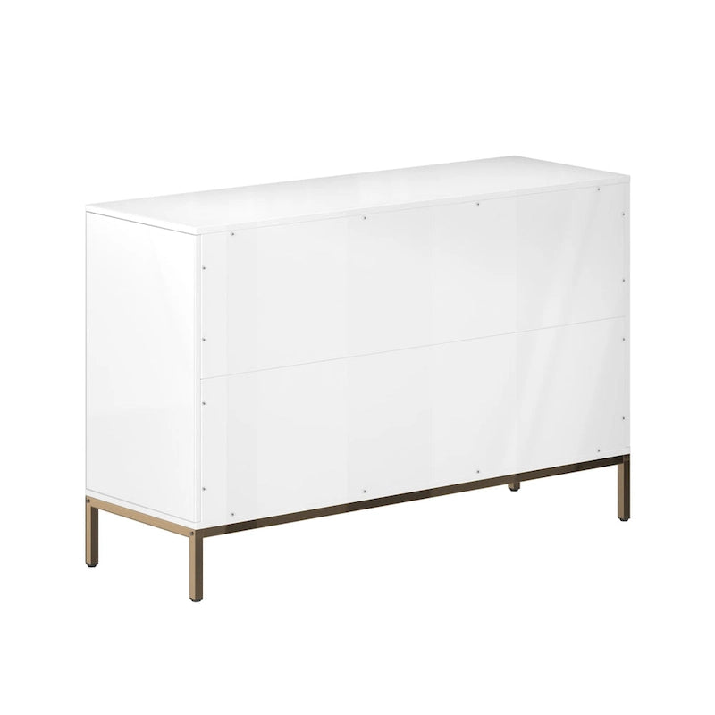 Commode double 6 tiroirs avec pieds dorés et motif nid d'abeille