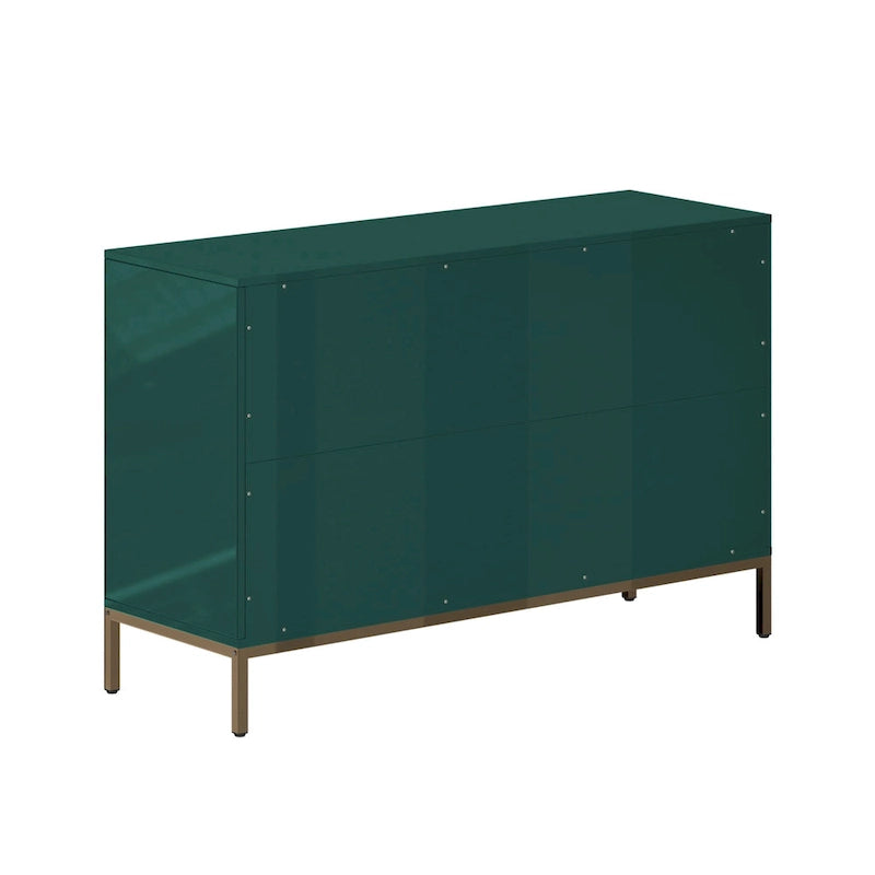 Commode double 6 tiroirs avec pieds dorés et motif nid d'abeille