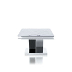 Table basse "Glam" de 51 pouces avec plateau en similicuir marbre et pied chromé