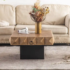 Table basse carrée rétro avec motif tridimensionnel en relief