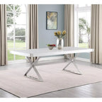 Table à manger moderne avec plateau en bois laqué blanc lisse