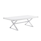 Table à manger moderne avec plateau en bois laqué blanc lisse