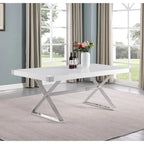 Table à manger moderne avec plateau en bois laqué blanc lisse