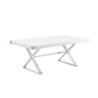 Table à manger moderne avec plateau en bois laqué blanc lisse