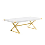 Table à manger moderne avec plateau en bois laqué blanc lisse
