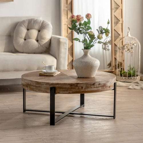 31,29 Table Basse Ronde Moderne Rétro avec Jonction