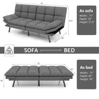 Futon moderne en lin avec mousse à mémoire de forme et accoudoirs réglables