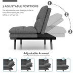 Futon moderne en lin avec mousse à mémoire de forme et accoudoirs réglables