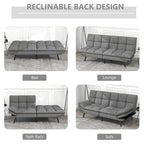 Futon moderne en lin avec mousse à mémoire de forme et accoudoirs réglables