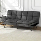 Futon moderne en lin avec mousse à mémoire de forme et accoudoirs réglables