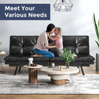 Futon moderne en lin avec mousse à mémoire de forme et accoudoirs réglables