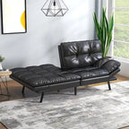 Futon moderne en lin avec mousse à mémoire de forme et accoudoirs réglables