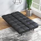 Futon moderne en lin avec mousse à mémoire de forme et accoudoirs réglables