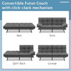 Futon moderne en lin avec mousse à mémoire de forme et accoudoirs réglables