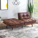 Futon moderne en lin avec mousse à mémoire de forme et accoudoirs réglables