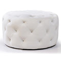 Ottoman rond capitonné en velours de 61 cm – Repose-pieds, siège d'appoint ou table d'appoint
