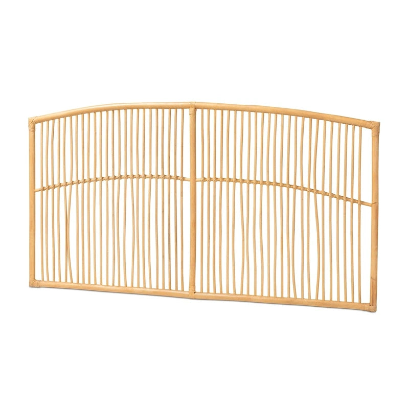 Tête de lit murale moderne en rotin naturel, style bohème – Grand lit (Queen)