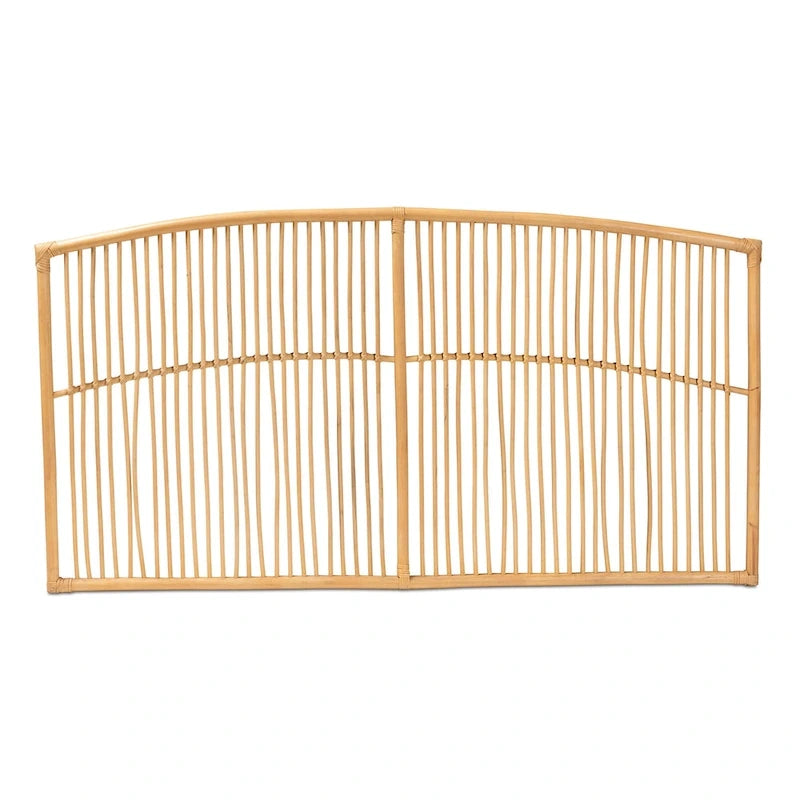 Tête de lit murale moderne en rotin naturel, style bohème – Grand lit (Queen)