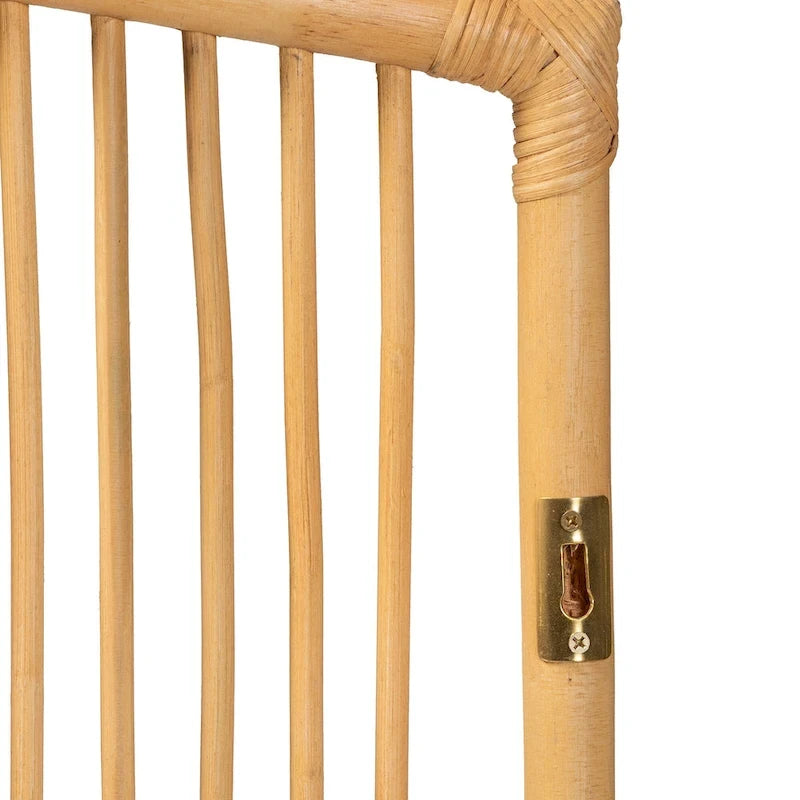 Tête de lit murale moderne en rotin naturel, style bohème – Grand lit (Queen)