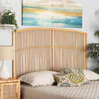 Tête de lit murale moderne en rotin naturel, style bohème – Grand lit (Queen)