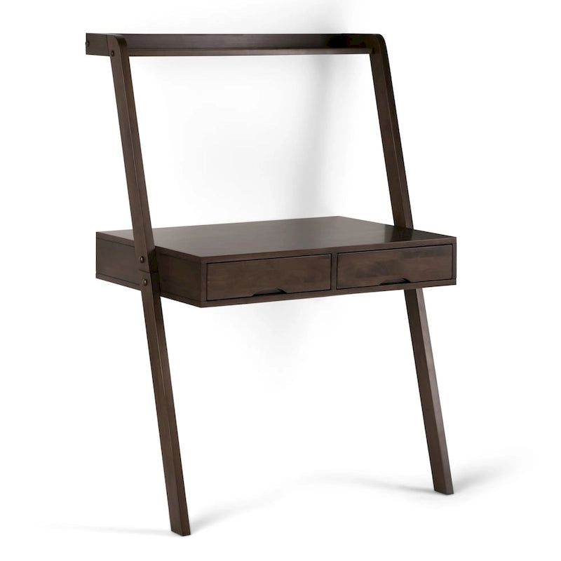 Bureau mural contemporain en bois massif 36 po – Noyer chaud