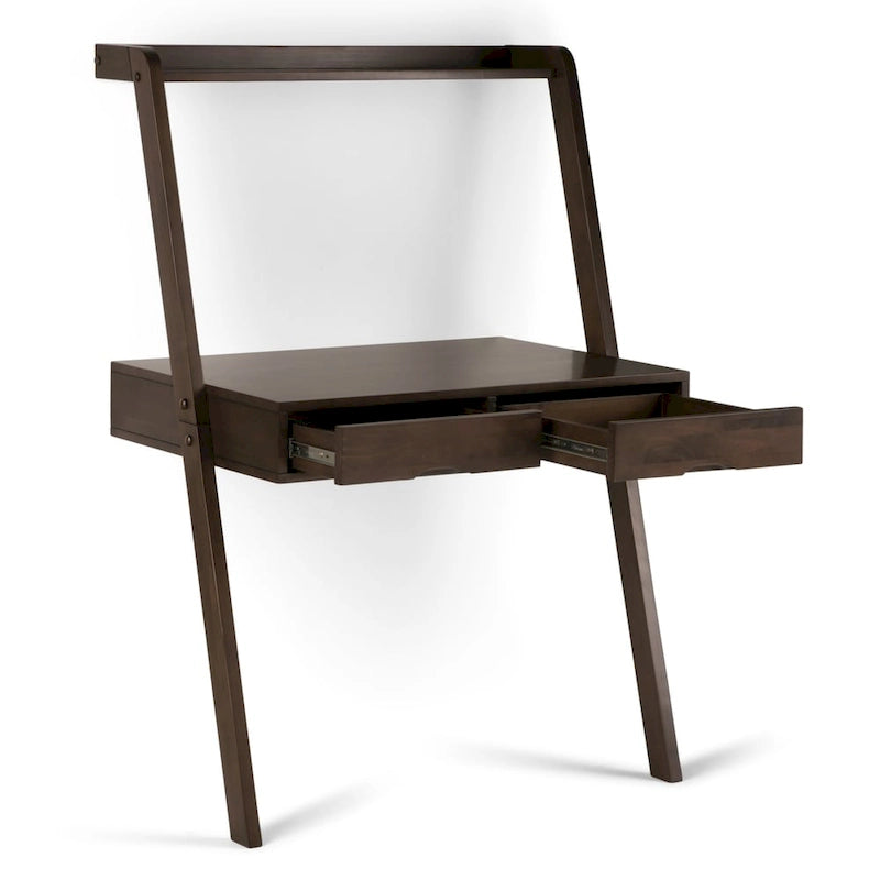 Bureau mural contemporain en bois massif 36 po – Noyer chaud