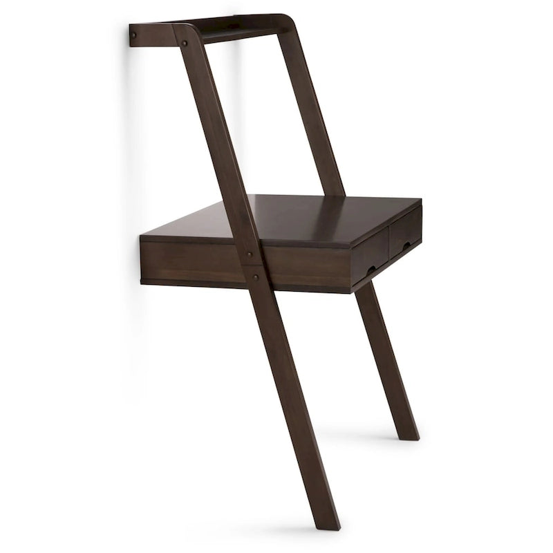 Bureau mural contemporain en bois massif 36 po – Noyer chaud